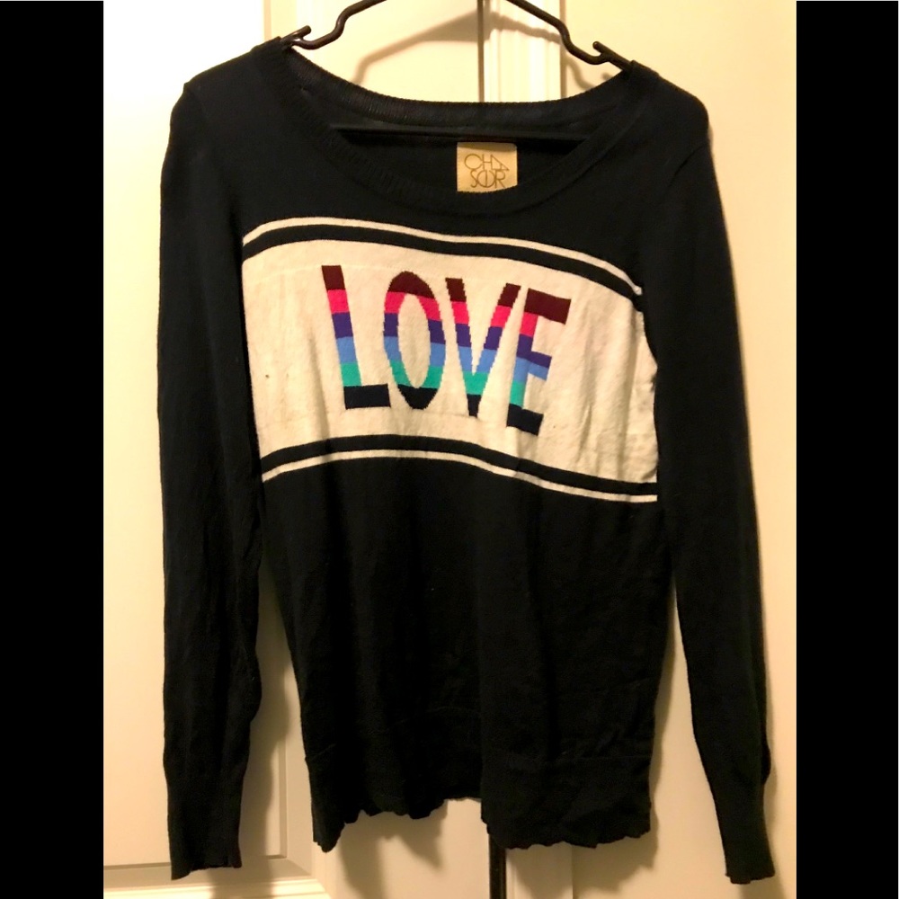 Chaser thin “ love” sweater- small